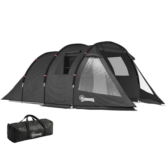 Outsunny 3 Man Tunnel Tent in Black