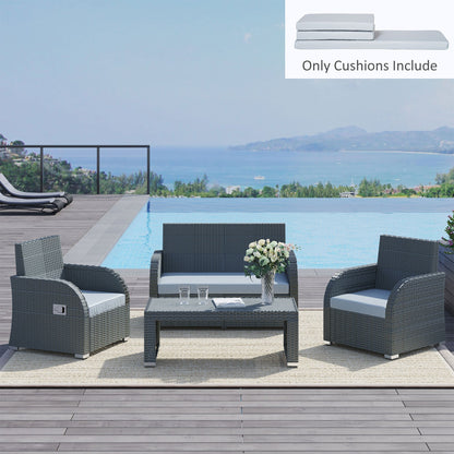 Outsunny 3 PCs Outdoor Seat Cushion for Rattan Furniture set on a rattan sofa and chairs by a pool