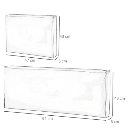 Diagram showing the dimensions of the grey outdoor seat cushions
