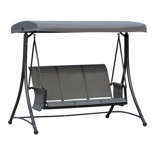 Outsunny 3 Person Outdoor Patio Porch Swing Chair with adjustable canopy and side pouches