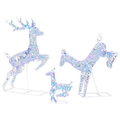 Outsunny 3-Piece Lighted Reindeer Family Set in Silver