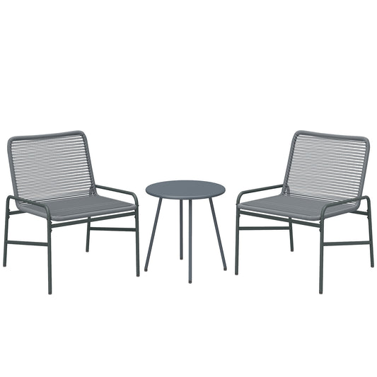 Outsunny 3 Piece Rattan Bistro Set with two chairs and a round coffee table