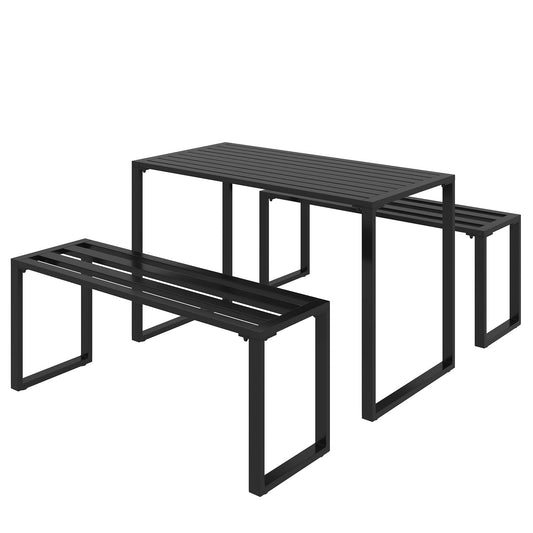 Outsunny 3 Pieces Picnic Bench Set with table and two benches in black