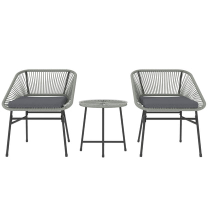 Outsunny 3 Pieces Rattan Bistro Set with two chairs and a small round table on a white background