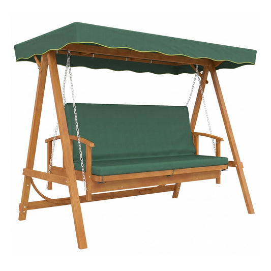 Outsunny 3 Seater 2-in-1 Wooden Garden Swing Seat in Dark Green