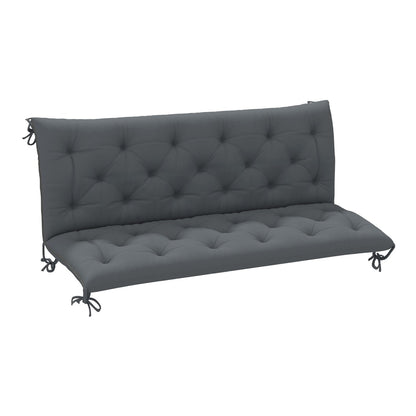 Outsunny 3 Seater Bench Cushion in dark grey, a tufted cushion with ties on the corners