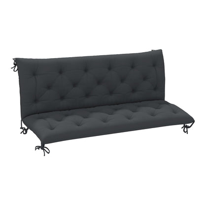 Outsunny 3 Seater Bench Pad, a black tufted cushion with ties for a garden bench