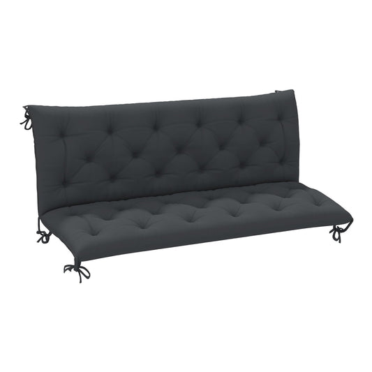 Outsunny 3 Seater Bench Pad, a black tufted cushion with ties for a garden bench