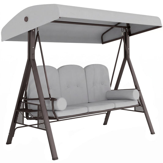 Outsunny 3 Seater Canopy Swing Chair in Light Grey