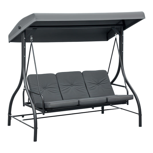 Outsunny 3 Seater Garden Swing Chair in Dark Grey