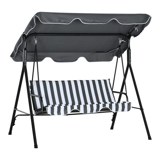 Outsunny 3 Seater Garden Swing Chair in Grey and White