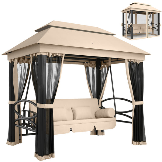 Outsunny 3 Seater Swing Chair in Beige