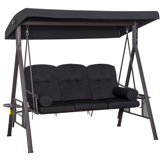 Outsunny 3 Seater Swing Chair Hammock in Black