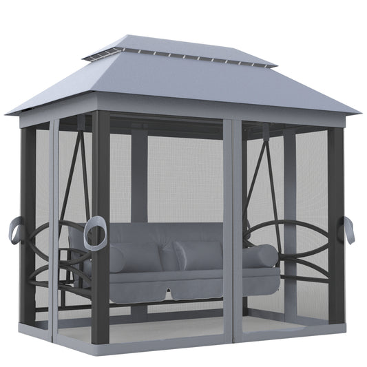 Outsunny 3 Seater Swing Chair Hammock Gazebo Lounger in Grey