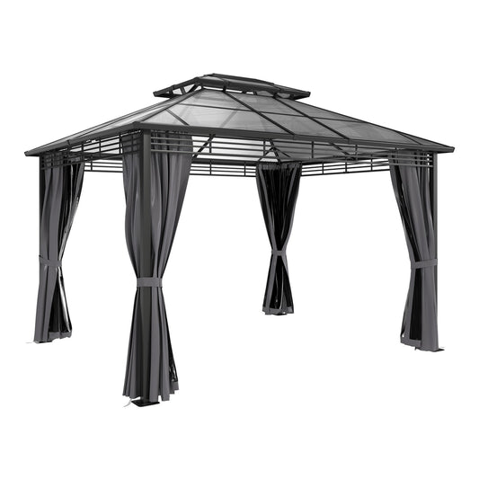 Outsunny Outdoor Hardtop Gazebo Canopy with 2-Tier Roof in Dark Grey