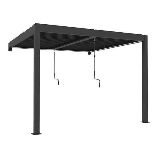 Outsunny Louvered Pergola with LED Lights in Dark Grey