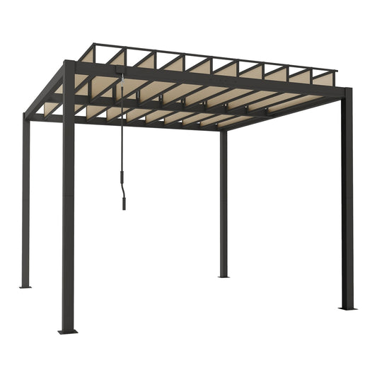 Outsunny Louvered Pergola with PC Roof in Coffee