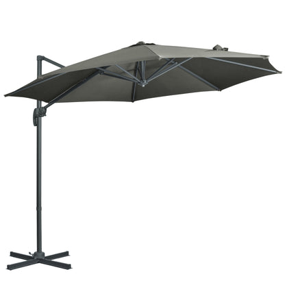 Outsunny Cantilever Parasol with Cross Base in Grey