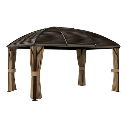 Outsunny Hardtop Gazebo Canopy with Metal Roof standing against a plain white background