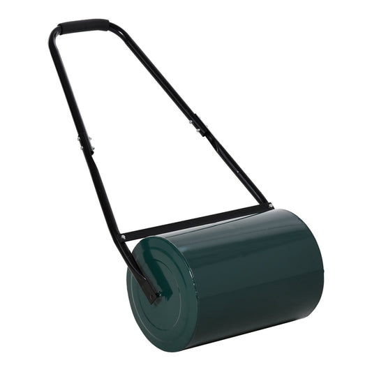 Outsunny 30 L Heavy Duty Water Or Sand Filled a30cm Garden Steel Lawn Roller Drum dark green steel lawn roller drum