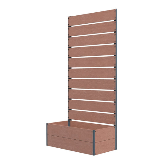 Outsunny Garden Planter Box with a tall wooden-effect trellis and a rectangular planter base in brown