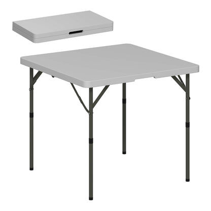 Outsunny 34/74cm Folding Camping Table shown fully assembled and in its folded carry position