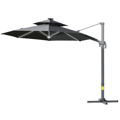 Outsunny 3m Cantilever Parasol in Dark Grey