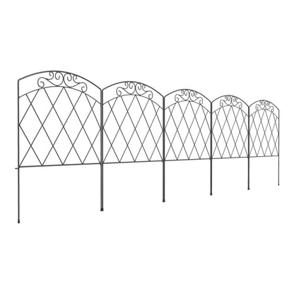 Outsunny 3m Decorative Metal Garden Fence with diamond and swirl pattern
