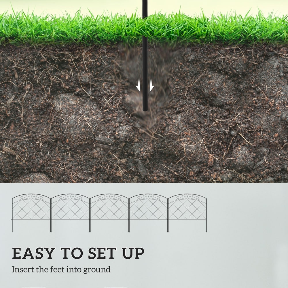 Close up of the metal fence feet being inserted into the ground for easy set up