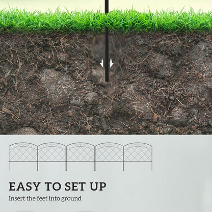 Close up of the metal fence feet being inserted into the ground for easy set up
