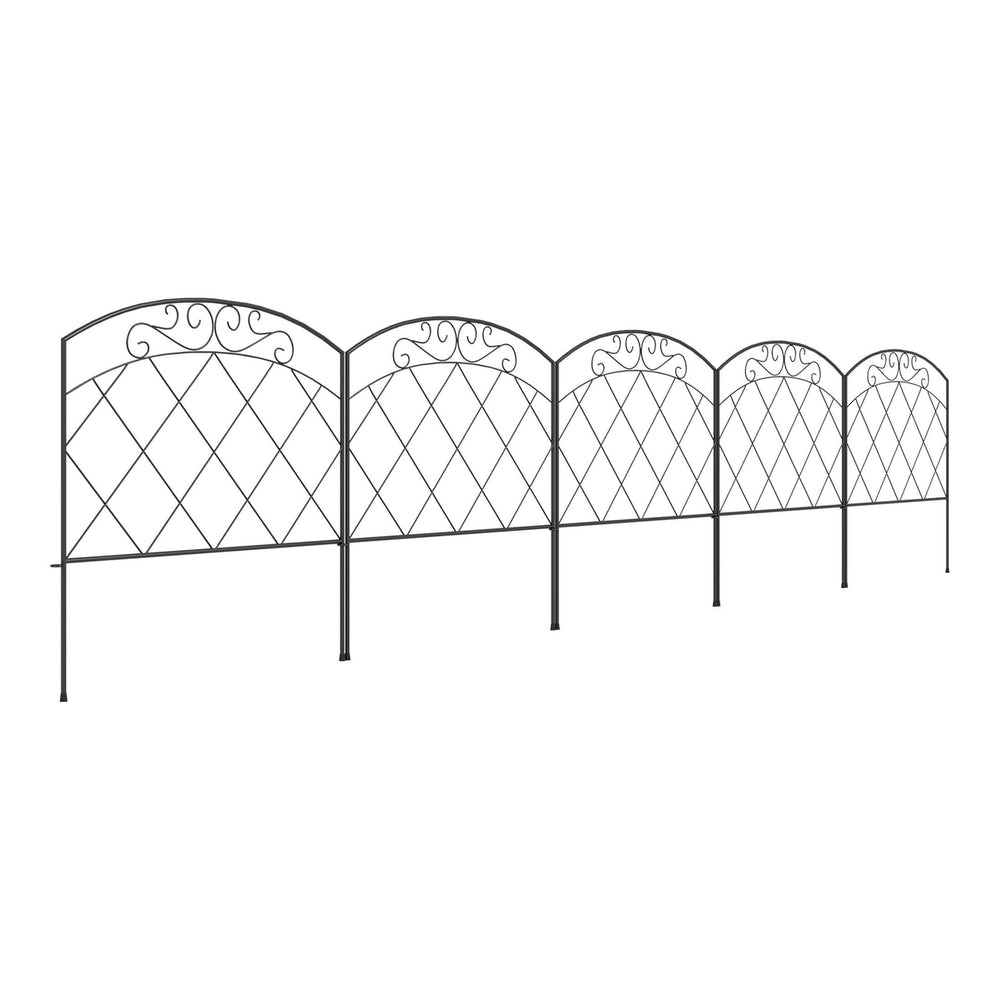 Outsunny 3m Decorative Metal Garden Fence with diamond and swirl pattern