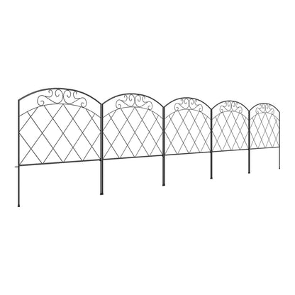 Outsunny 3m Decorative Metal Garden Fence with diamond and swirl pattern