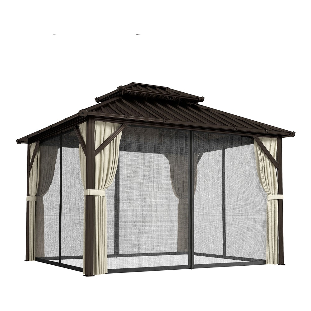 Outsunny Hardtop Gazebo Canopy in Brown