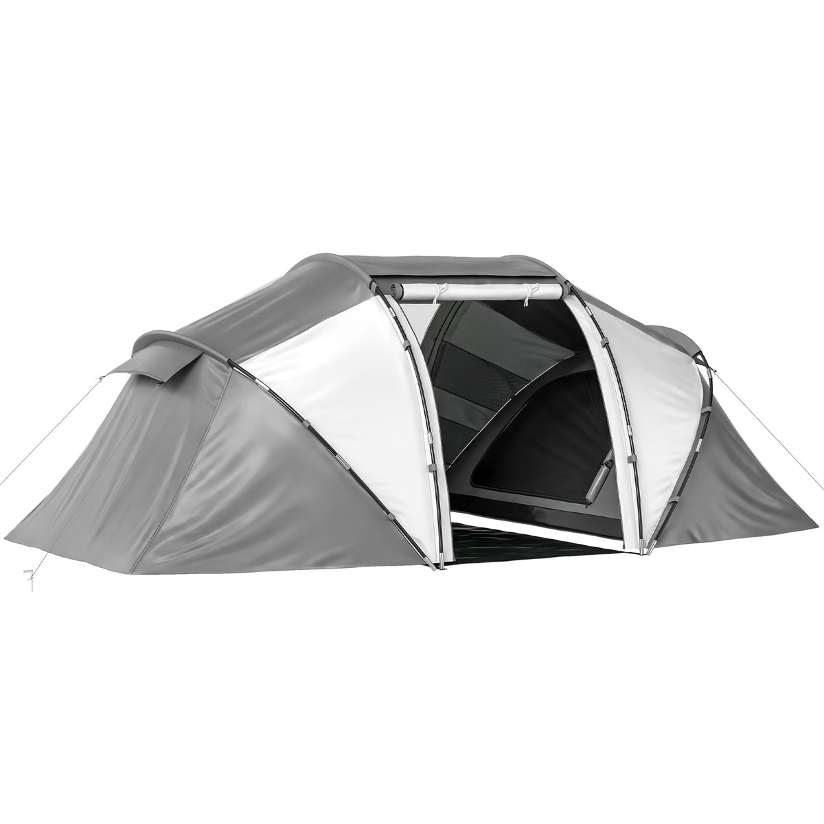Outsunny 4 Man UV Protection Camping Tent in Charcoal Grey and White