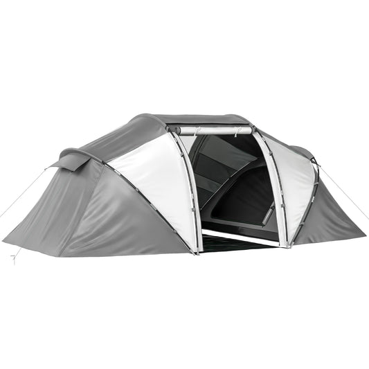 Outsunny 4 Man UV Protection Camping Tent in Charcoal Grey and White