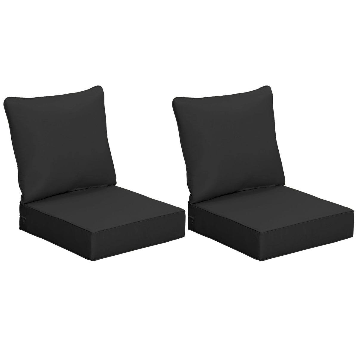 Outsunny 4 Pcs Outdoor Seat and Back Cushion Set in a plain black colour on a white background