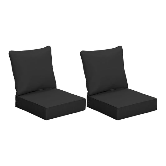 Outsunny 4 Pcs Outdoor Seat and Back Cushion Set in a plain black colour on a white background