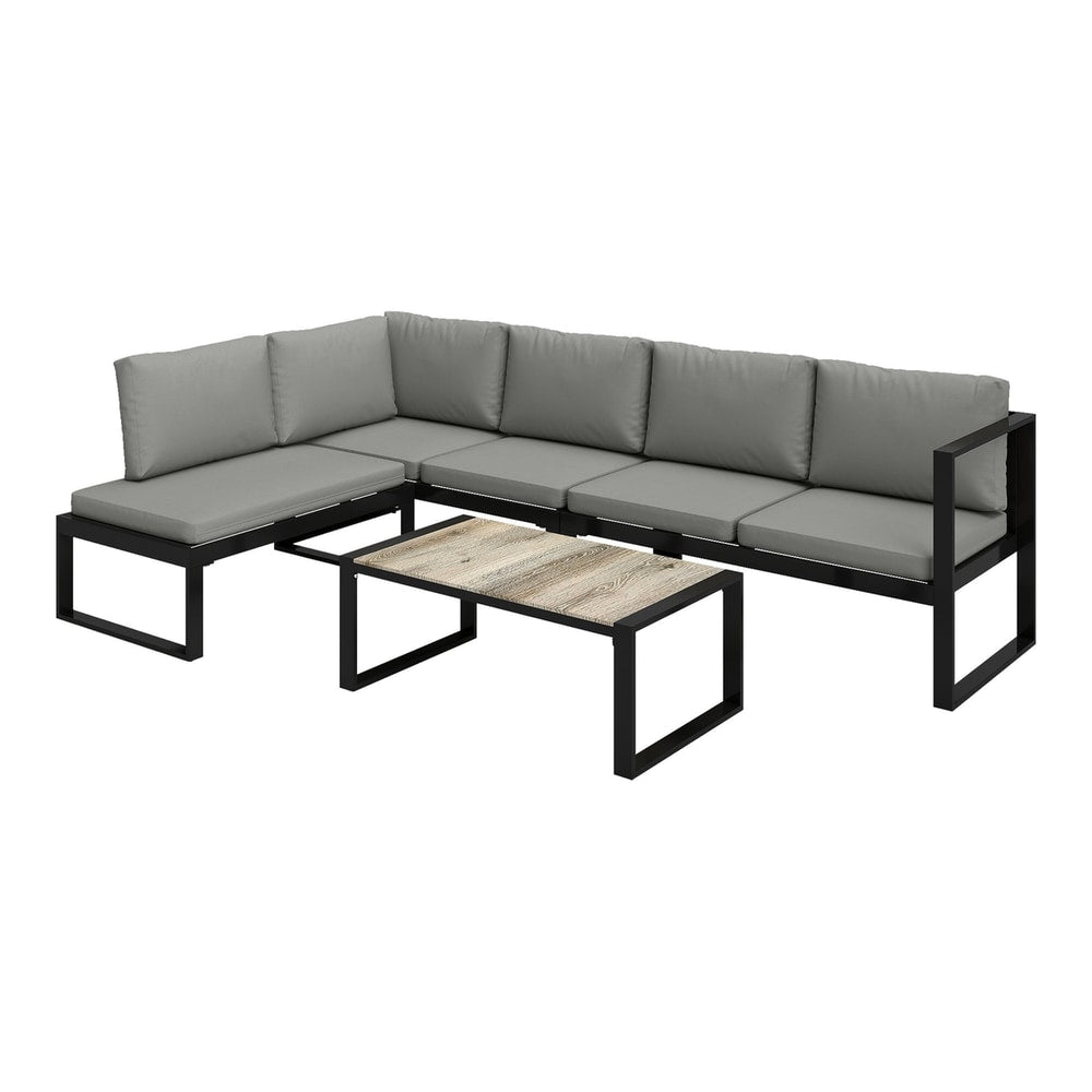 Outsunny 4 Piece Garden Furniture Set, a dark grey corner sofa with a coffee table