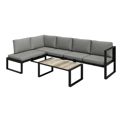 Outsunny 4 Piece Garden Furniture Set, a dark grey corner sofa with a coffee table