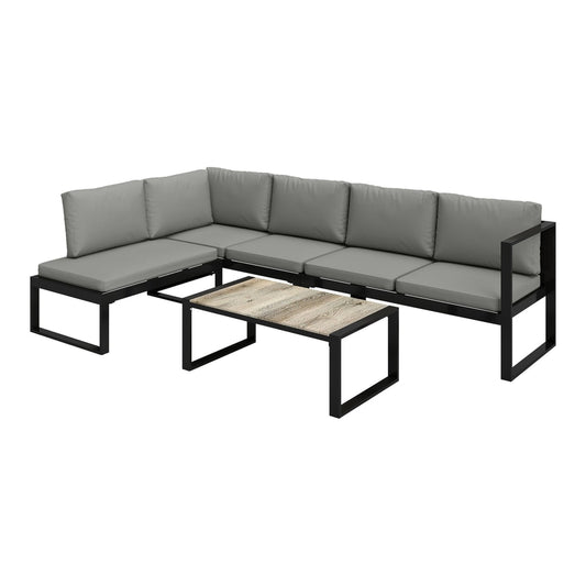 Outsunny 4 Piece Garden Furniture Set, a dark grey corner sofa with a coffee table