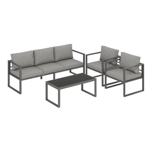 Outsunny 4 Piece Outdoor Garden Furniture Set with a three-seater sofa, two armchairs and a table