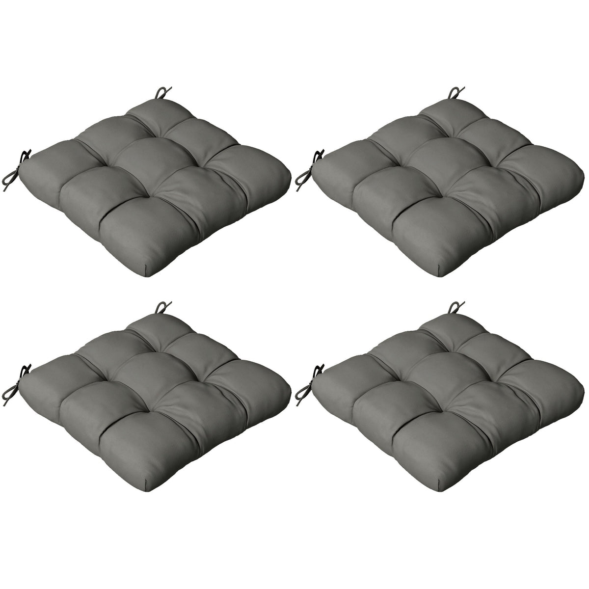 Outsunny 4-Piece Seat Cushion Pillows Replacement in charcoal grey, showing four square cushions with ties