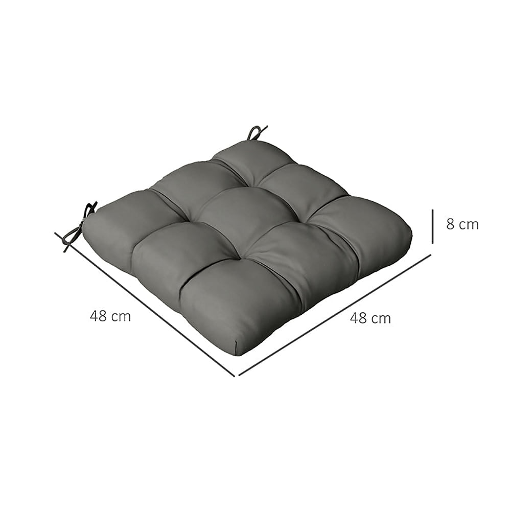 A single charcoal grey seat cushion with dimensions shown