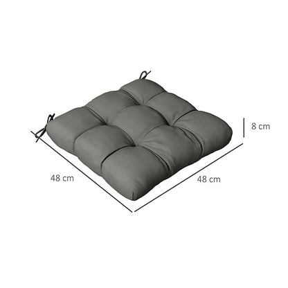 A single charcoal grey seat cushion with dimensions shown