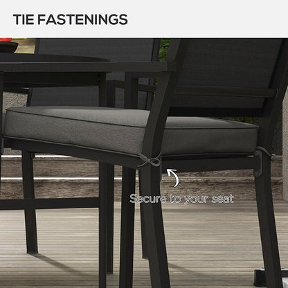 Close up of the ties on a seat cushion