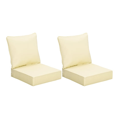 Outsunny 4 Pieces Outdoor Seat and Back Cushion Set in beige shown as two separate seat and back pairs