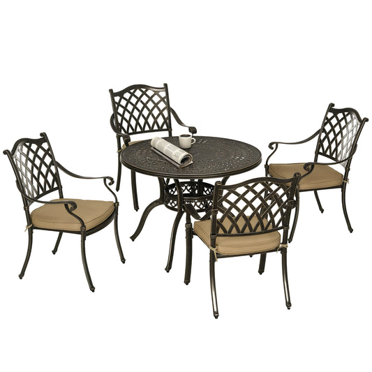 Outsunny 4 Seater Outdoor Dining Set in Bronze Tone