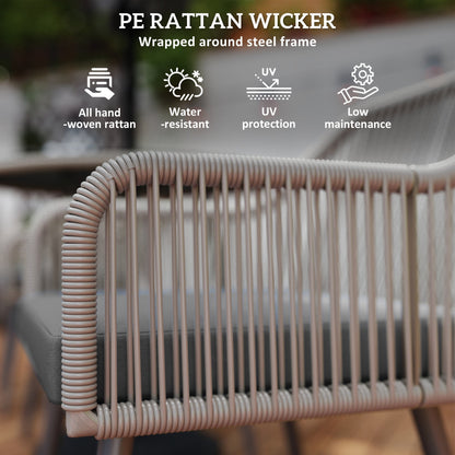 Close up of the rattan furniture set showing the woven wicker detail