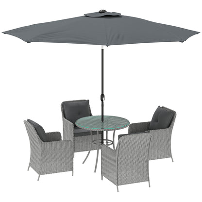 Outsunny 4 Seater Rattan Dining Set in Light Grey