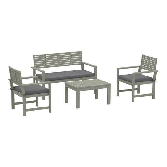 Outsunny 4 Seater Wooden Garden Furniture Set with Loveseat on a plain white background